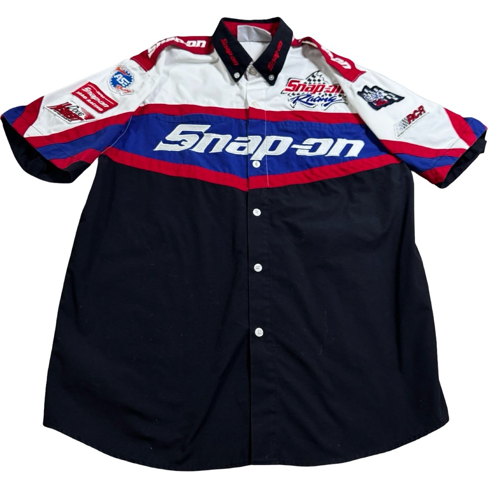 Snap-on Racing Shirt Mens L Black Red Blue Good‎ Vintage 90s Swingster Pit Crew